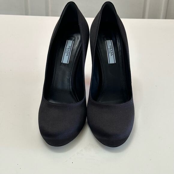 PRADA Lightning cloth heels black satin red heel pumps size 39 EUC - Picture 11 of 11